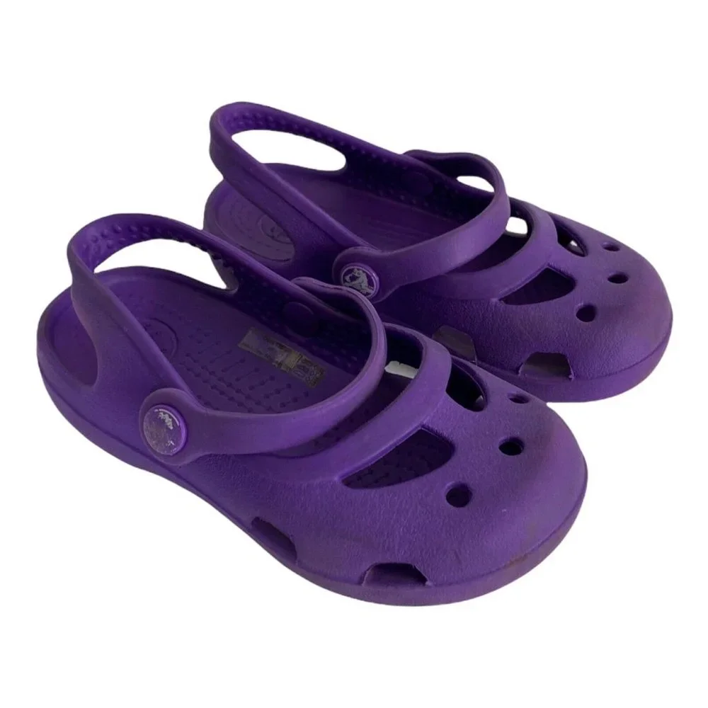 Crocs Baby Girls Sandals Purple Round toe Slip On Top Strap C 7